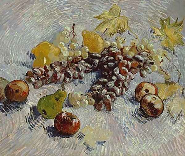 Still Life With Apples Pears Lemons And Grapes Oil Painting by Vincent Van Gogh