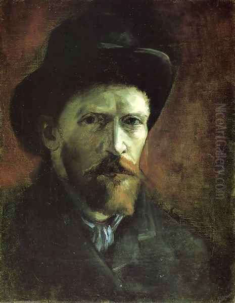 Self Portrait in a Dark Felt Hat Oil Painting by Vincent Van Gogh