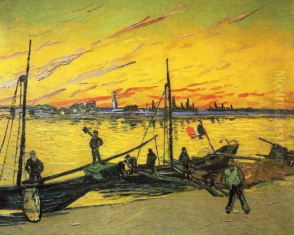 Coal Barges Oil Painting by Vincent Van Gogh