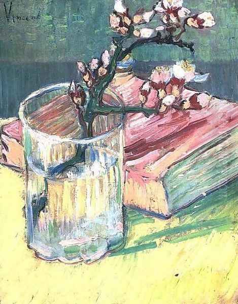 Blossoming Almond Branch In A Glass With A Oil Painting by Vincent Van Gogh