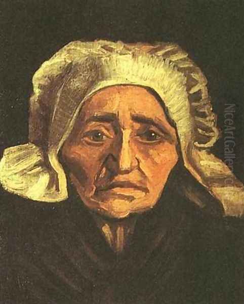 Head Of An Old Peasant Woman With White Cap Oil Painting by Vincent Van Gogh