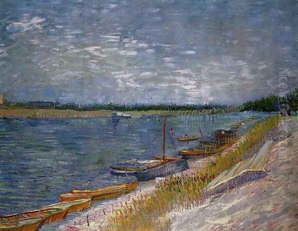 View Of A River With Rowing Boats Oil Painting by Vincent Van Gogh