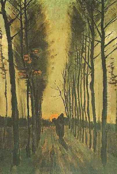 Avenue Of Poplars At Sunset Oil Painting by Vincent Van Gogh