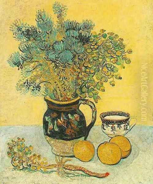 Majolica Jug With Wildflowers Oil Painting by Vincent Van Gogh