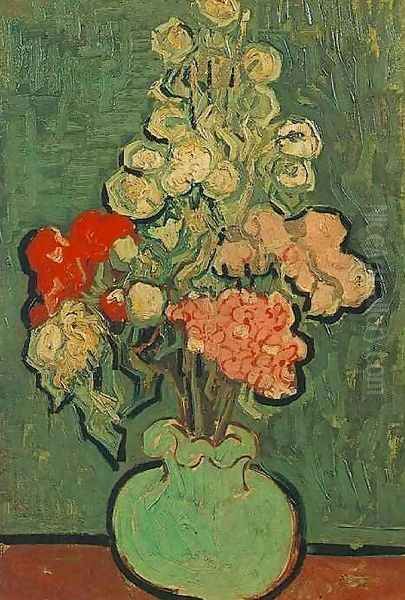 Vase With Rose Mallows Oil Painting by Vincent Van Gogh