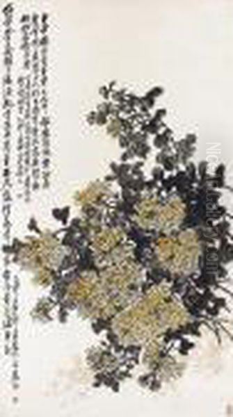 Chrysanthemum Oil Painting by Wang Zhen