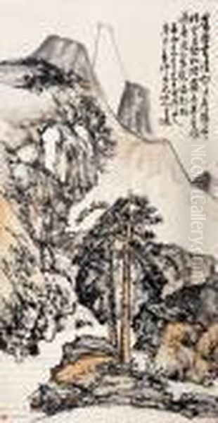 Wang Zhenwaterfall Oil Painting by Wang Zhen