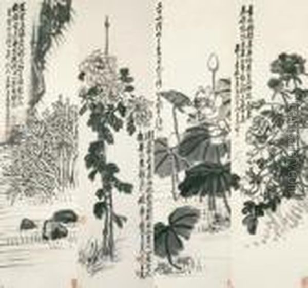 Flowers Of The Four Seasons Oil Painting by Wang Zhen