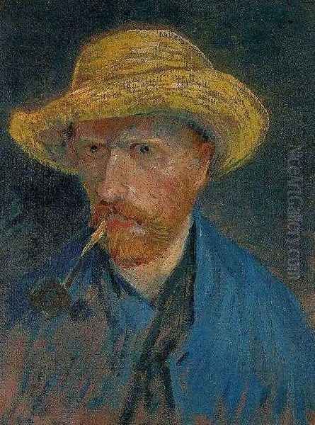 Self Portrait With Straw Hat And Pipe Oil Painting by Vincent Van Gogh