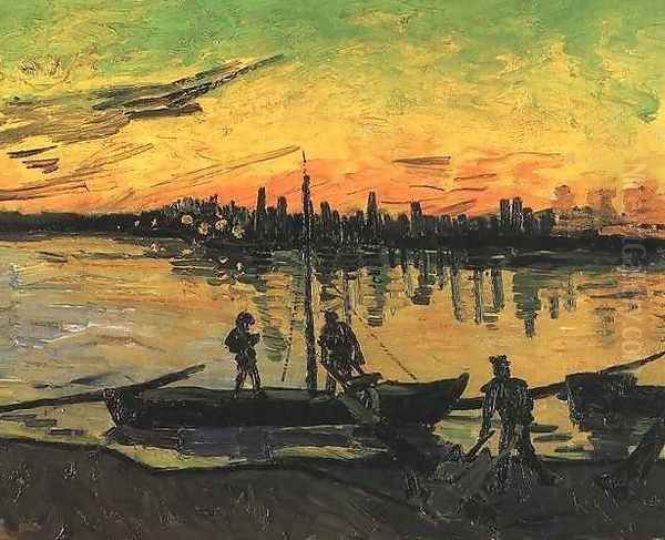 Coal Barges II Oil Painting by Vincent Van Gogh