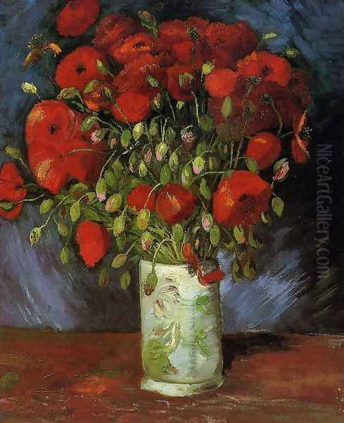 Vase With Red Poppies Oil Painting by Vincent Van Gogh