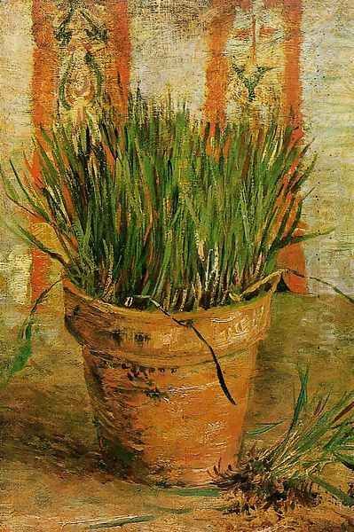 Flowerpot With Chives Oil Painting by Vincent Van Gogh