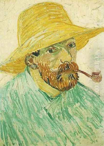 Self Portrait With Pipe And Straw Hat Oil Painting by Vincent Van Gogh