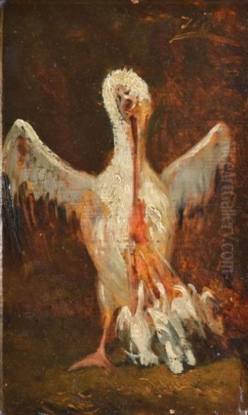 Pelican Et Ses Petits Oil Painting by Felix Ziem