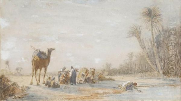 Arabs At An Oasis Oil Painting by Felix Ziem