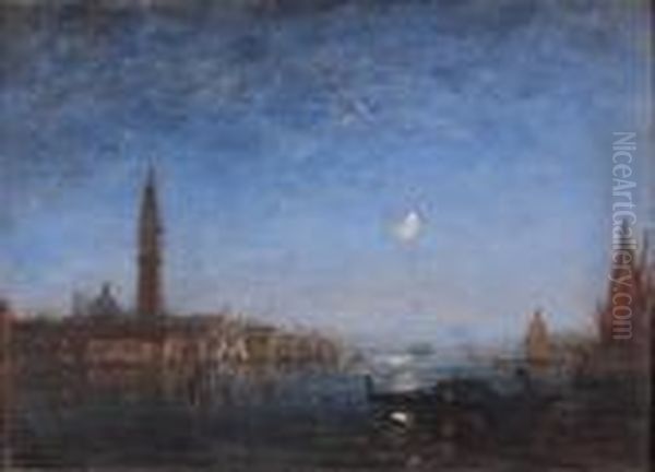 Clair De Lune Sur Le Bassin De Saint-marc A Venise Oil Painting by Felix Ziem