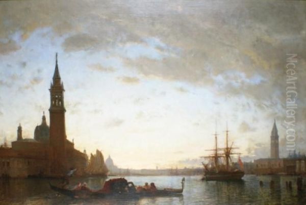 Vue De San Giorgio Oil Painting by Felix Ziem