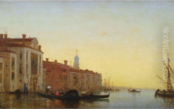 Gondole Traversant L'entree Du Grand Canal Oil Painting by Felix Ziem