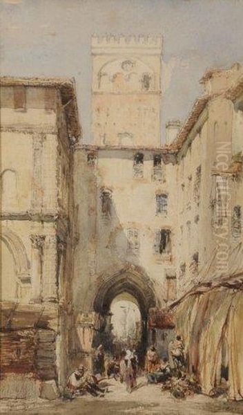 Aux Portes De La Ville, Italie Oil Painting by Felix Ziem