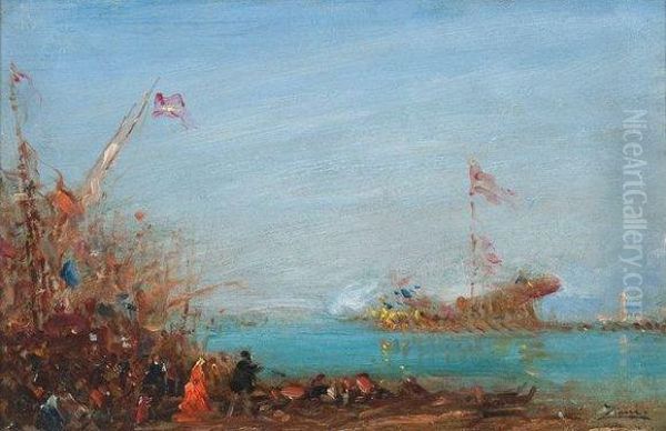 Coup De Canon Fete Du Bucentaure A Venise Oil Painting by Felix Ziem