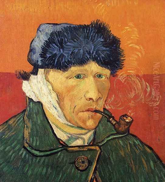 Self Portrait With Bandaged Ear And Pipe Oil Painting by Vincent Van Gogh