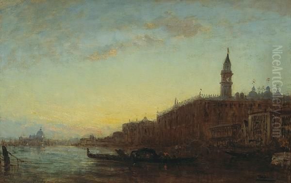 Gondole Quittant Le Quai Des Esclavons,venise Oil Painting by Felix Ziem