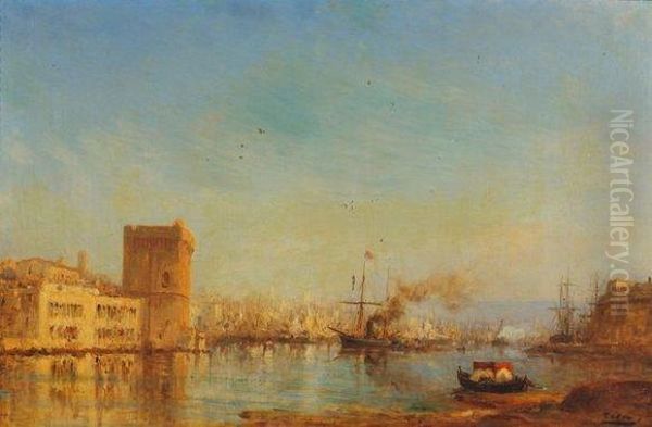 Le Port De Marseille Oil Painting by Felix Ziem