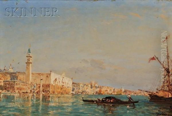 Venetian Canal Scene Oil Painting by Felix Ziem