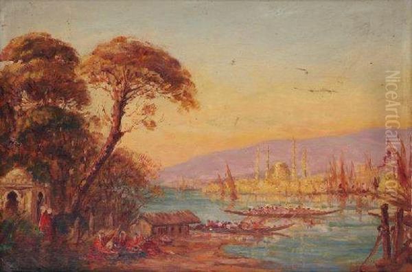 Vue Du Bosphore Oil Painting by Felix Ziem