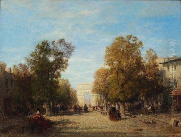 Paris, L'arc De Triomphe Depuis L'avenue De Neuilly Oil Painting by Felix Ziem