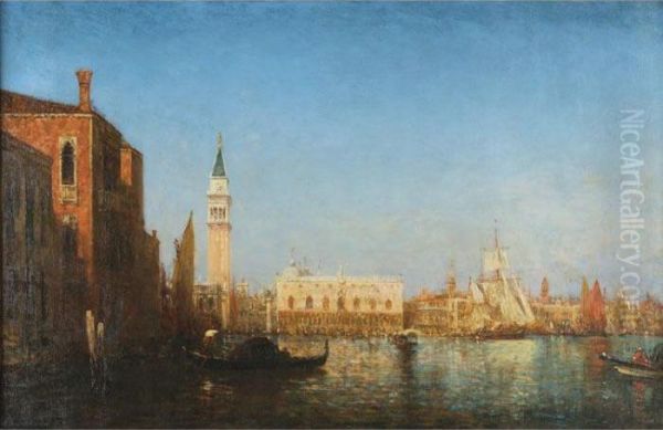 Palais Des Doges, Vu Du Canal Della Grazia Oil Painting by Felix Ziem