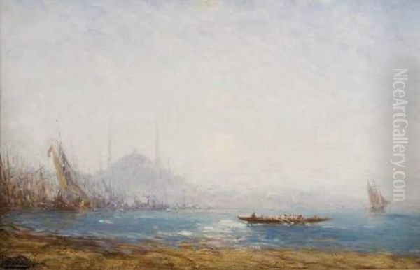 Mosquee Sur La Corne D'or A Constantinople. Oil Painting by Felix Ziem