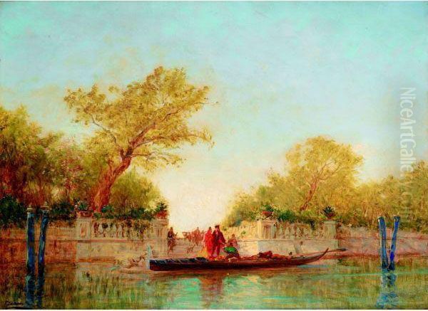 L'entree Des Jardins Francais A Venise Oil Painting by Felix Ziem