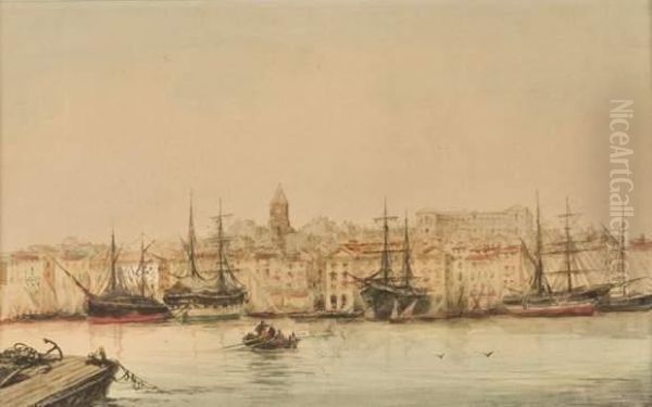 Le Port De Marseille Oil Painting by Felix Ziem