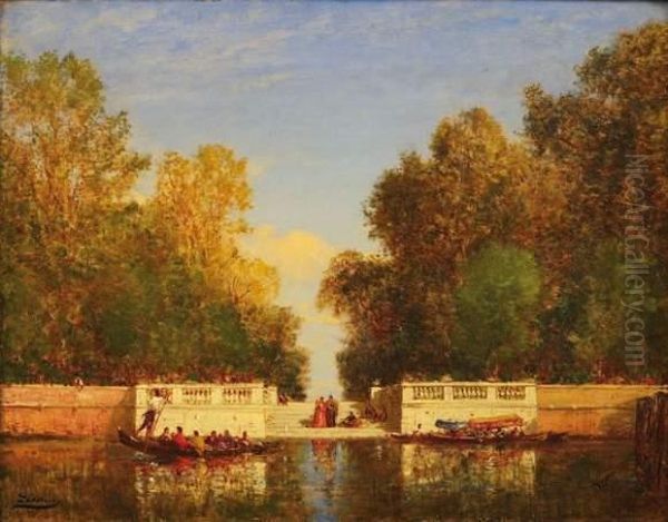 Les Jardins Francais A Venise. Oil Painting by Felix Ziem