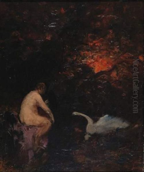 Leda Et Le Cygne Oil Painting by Felix Ziem