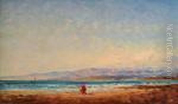 Vue De La Rade De Nice Et D'antibes Ou Le Berger Et La Mer. Oil Painting by Felix Ziem