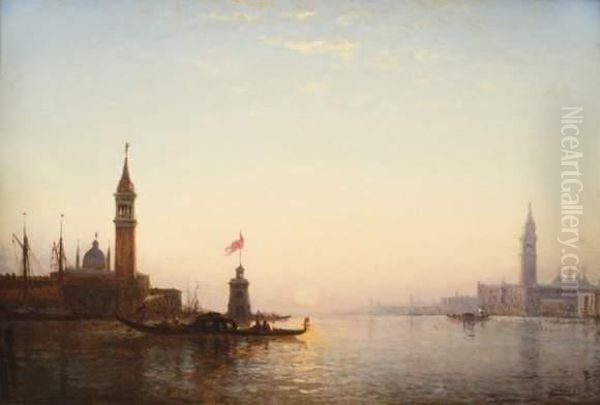 Gondole Devant San Giorgio Oil Painting by Felix Ziem