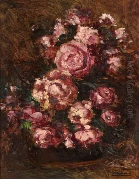 Bouquet De Roses Oil Painting by Felix Ziem