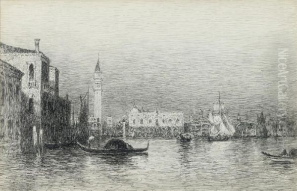 A View Of Venice With The Doge's Palace And The San Marco In The Distance Oil Painting by Felix Ziem