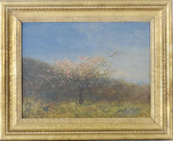 Pecher En Fleurs: A Peach Blossom Tree In A Landscape Oil Painting by Felix Ziem