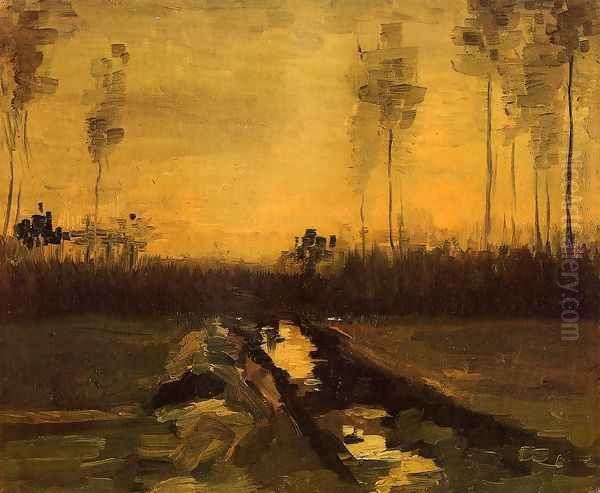 Landscape At Dusk Oil Painting by Vincent Van Gogh