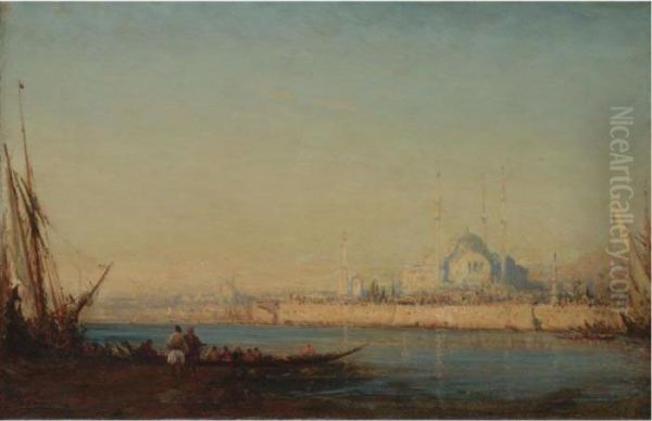 Vue De Constantinople Oil Painting by Felix Ziem