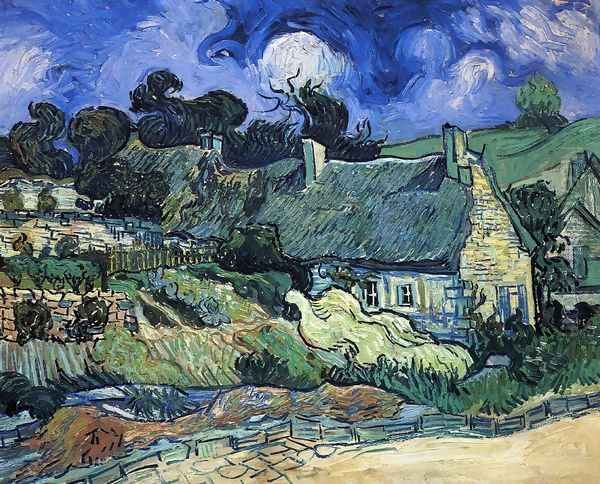 Houses with Thatched Roofs, Cordeville Oil Painting by Vincent Van Gogh