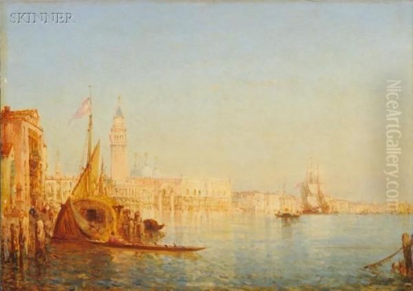 Le Palais Des Doges, Vu Du Canal Della Grazia Oil Painting by Felix Ziem