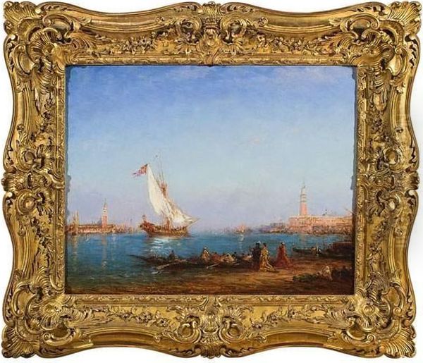 Le Bucentaure Devant L'eglise San Giorgio Maggiore A Venise. Oil Painting by Felix Ziem