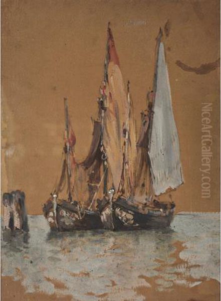 Bateaux De Pecheurs Pres De Venise Oil Painting by Felix Ziem