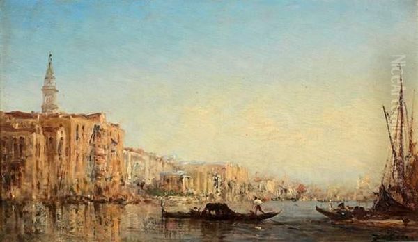 Gondole Traversant Le Grand Canal Oil Painting by Felix Ziem