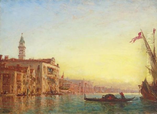 L'entree Du Grand Canal Oil Painting by Felix Ziem