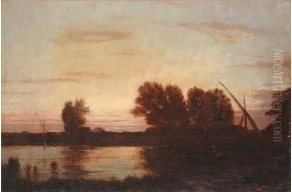  Voile Et Etang Au Crepuscule  Oil Painting by Felix Ziem